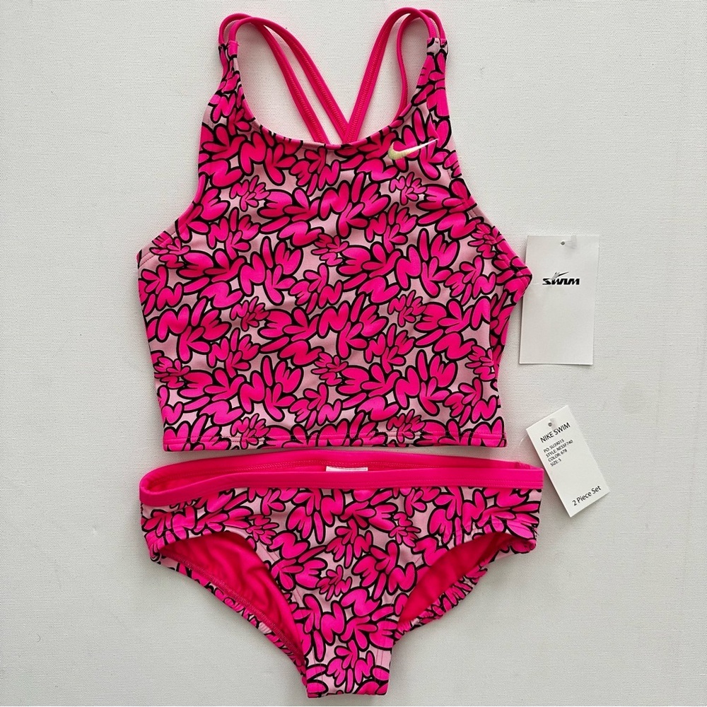 Nike Hot Pink Logo Tankini Set Size S Girls